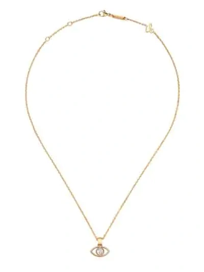 Shop Chopard Women's Happy Diamonds & 18k Rose Gold Evil Eye Pendant Necklace