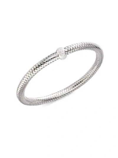 Shop Roberto Coin Women's 0.22 Tcw Primavera Diamond & 18k White Gold Woven Bracelet