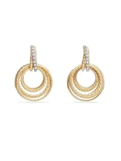 Shop David Yurman Crossover Drop Earrings With Diamonds In 18k Yellow Gold