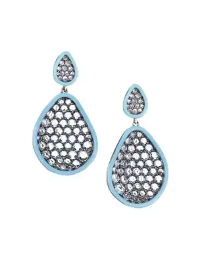 Shop Etho Maria Women's Amoeba 18k Black Gold & Blue Topaz Drop Earrings