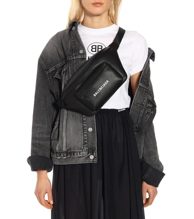 Balenciaga Everyday Logo Calfskin Leather Belt Bag - Black | ModeSens