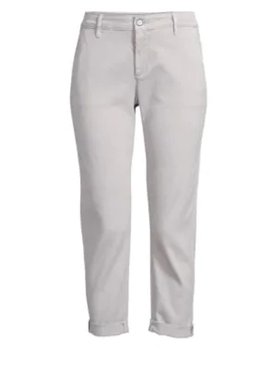Shop Ag Cropped Cotton Trousers In Sulfur Pebble