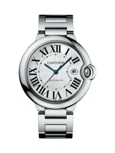 Shop Cartier Ballon Bleu De  Large Stainless Steel Bracelet Watch In Silver