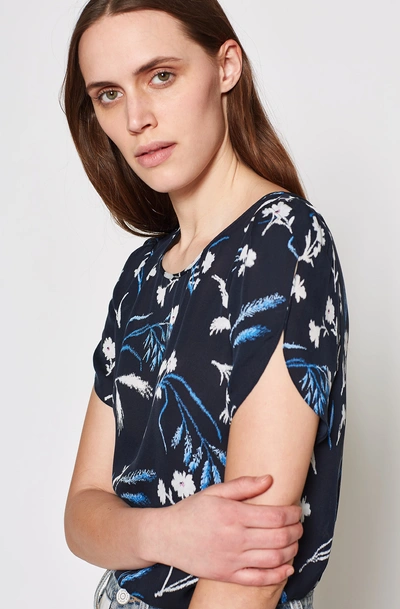 Shop Joie Wira Silk Floral Top In Midnight