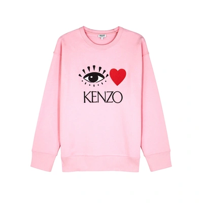 Shop Kenzo Pink Logo-embroidered Cotton Sweatshirt