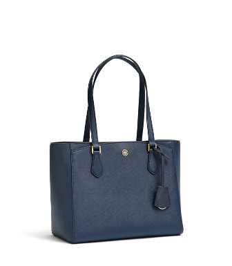 Tory Burch Robinson Small Tote Bag In Royal Navy | ModeSens