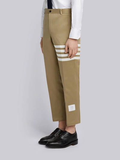 Thom Browne Seamed 4-bar Stripe Unconstructed Chino Trouser In Cotton Twill In Neutrals