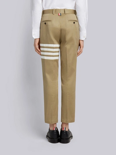 Shop Thom Browne Camel Cotton Twill Knit Seamed 4-bar Unconstructed Chino Trouser In Neutrals