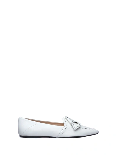 Shop Tod's Leather Ballerinas In Bianco