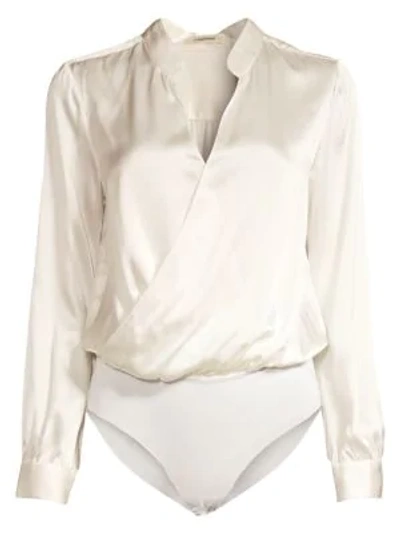 Shop L Agence Marcella Silk Bodysuit In Ivory