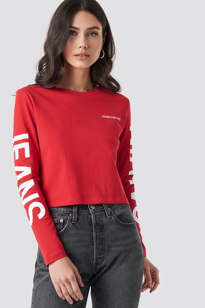 Shop Calvin Klein Institutional Back Logo Tee - Red In Racing Red/white