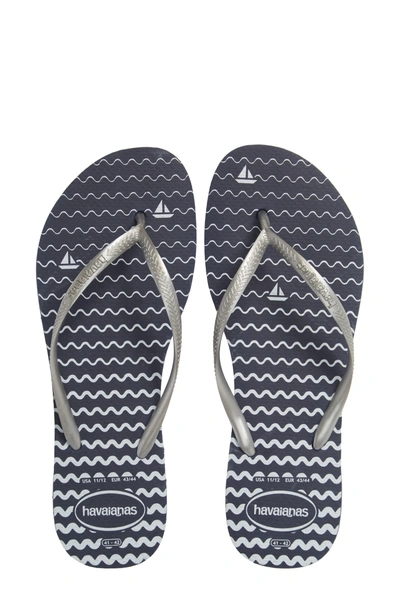 Shop Havaianas Slim Oceano Flip Flop In Navy Blue