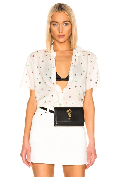 Shop Saint Laurent Short Sleeve Top In Stars,neutral,white In White Multicolor