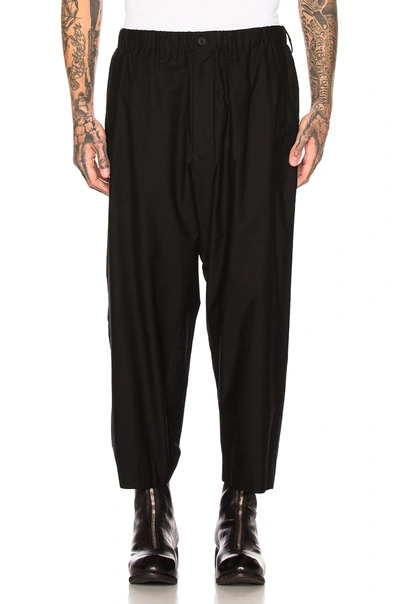 Shop Yohji Yamamoto Back Flap Elastic Pants In Black