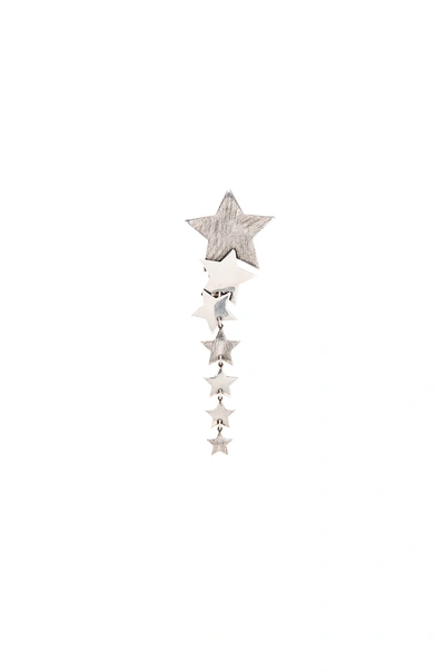 Shop Saint Laurent Star Earring In Oxidized Silver