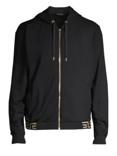 Shop Versace Greca Border Track Jacket In Black Gold