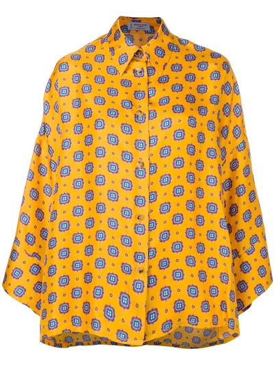 Shop Alberto Biani Geometric Pattern Wide Shirt - Yellow