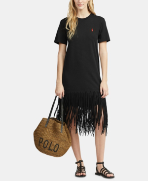 polo ralph lauren fringe cotton shirtdress
