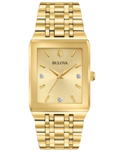 Shop Bulova Men's Futuro Diamond-accent Gold-tone Stainless Steel Bracelet Watch 30x45mm