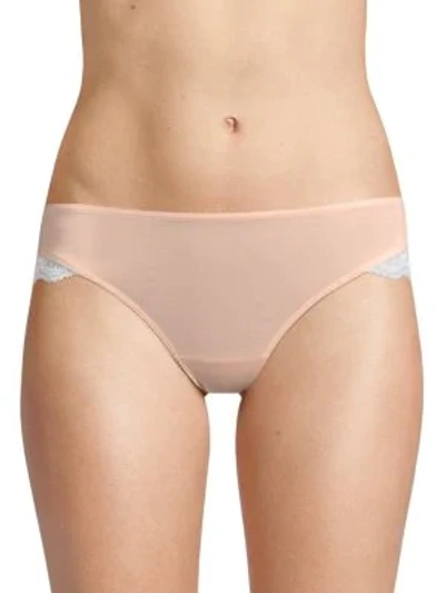 Shop Hanro Lace-trimmed Bikini Panty In Nude