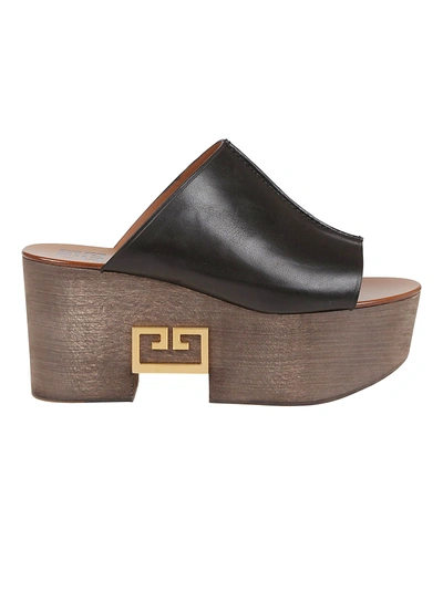 Shop Givenchy Logo Wedge Sandals In Black Brown