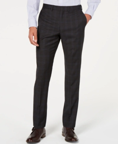 Shop Dkny Men's Modern-fit Plaid Wool Suit Pants In Grey