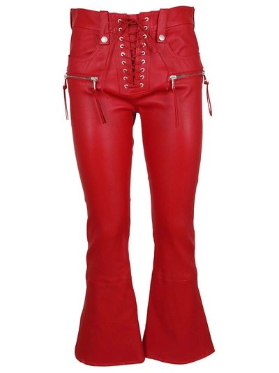 Shop Ben Taverniti Unravel Project Laced-up Flared Trousers In Red