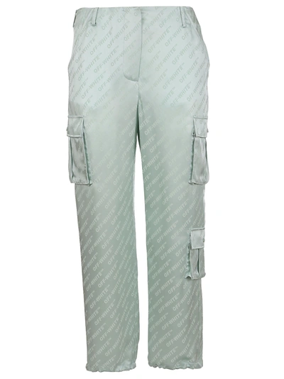 Shop Off-white Logo Straight-leg Cargo Trousers In Light Green