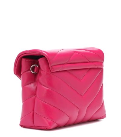 Shop Saint Laurent Mini Loulou Leather Shoulder Bag In Pink