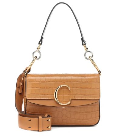 Shop Chloé C Small Leather Shoulder Bag In Brown