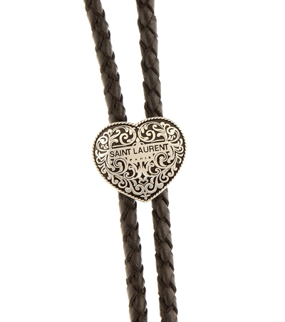Shop Saint Laurent Braided Leather Necklace In Black