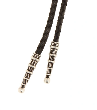 Shop Saint Laurent Braided Leather Necklace In Black