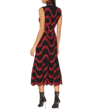 Shop Alexander Mcqueen Jacquard Knit Midi Dress In Black