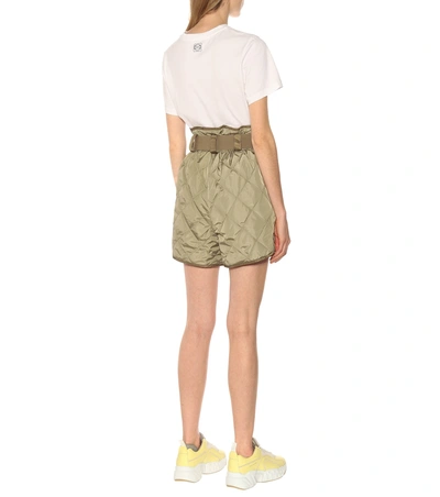 Shop Ganni Quilted High-rise Shorts In Green