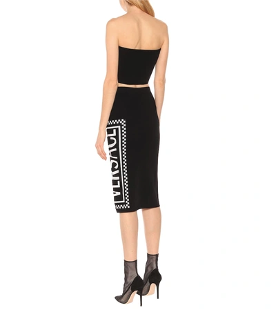 Shop Versace Logo Intarsia Knit Skirt In Black