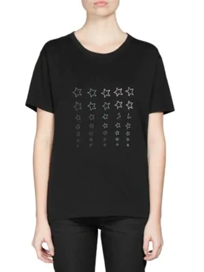 Shop Saint Laurent Cotton Star Print T-shirt In Black-natural