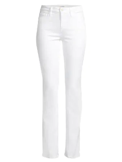 Shop Frame Le Mini High-rise Bootcut Jeans In Blanc