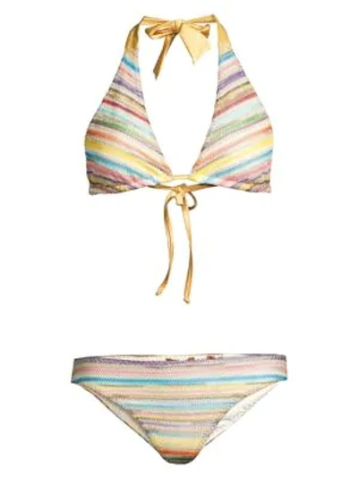 Shop Missoni Shimmer Stripe Bikini Set In Multi