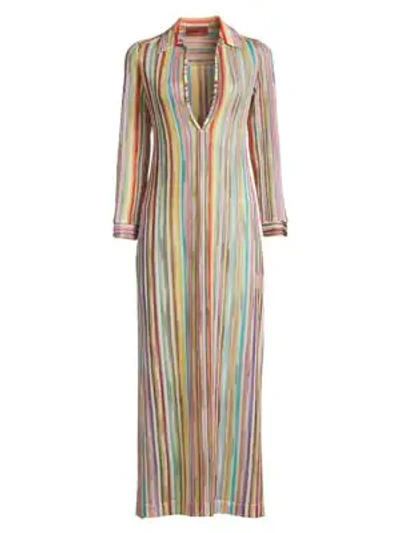 Shop Missoni Women's Rainbow Stripe Cover-up Caftan In Neutral