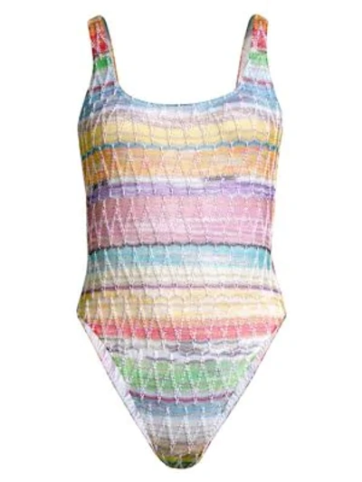 Shop Missoni Zig-zag Rainbow One-piece Swimsuit In Multi