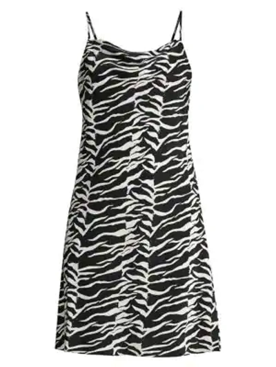 Shop Rixo London Twiggy Tiger Print Silk Tank Dress In Black White Tiger