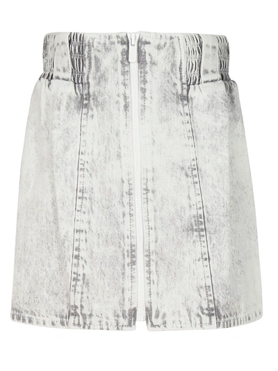 Shop Miu Miu Bleached Denim Mini Skirt In Gray