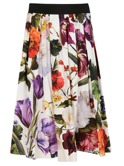 Shop Dolce & Gabbana Floral Midi Skirt In Multicolor