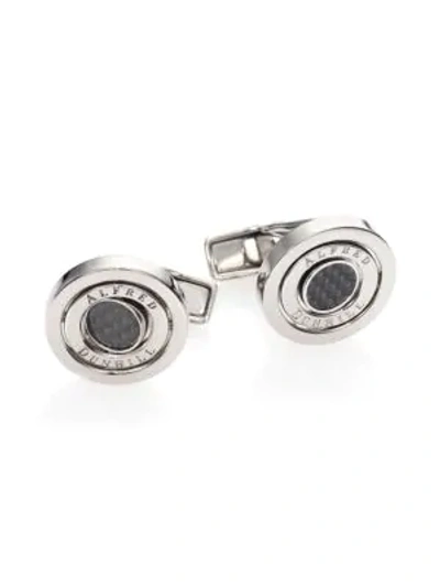 Shop Dunhill Gyro Carbon Fiber Cuff Links In Silver