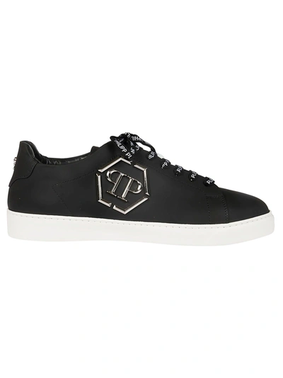 Shop Philipp Plein Side Logo Low-top Sneakers In Black/white