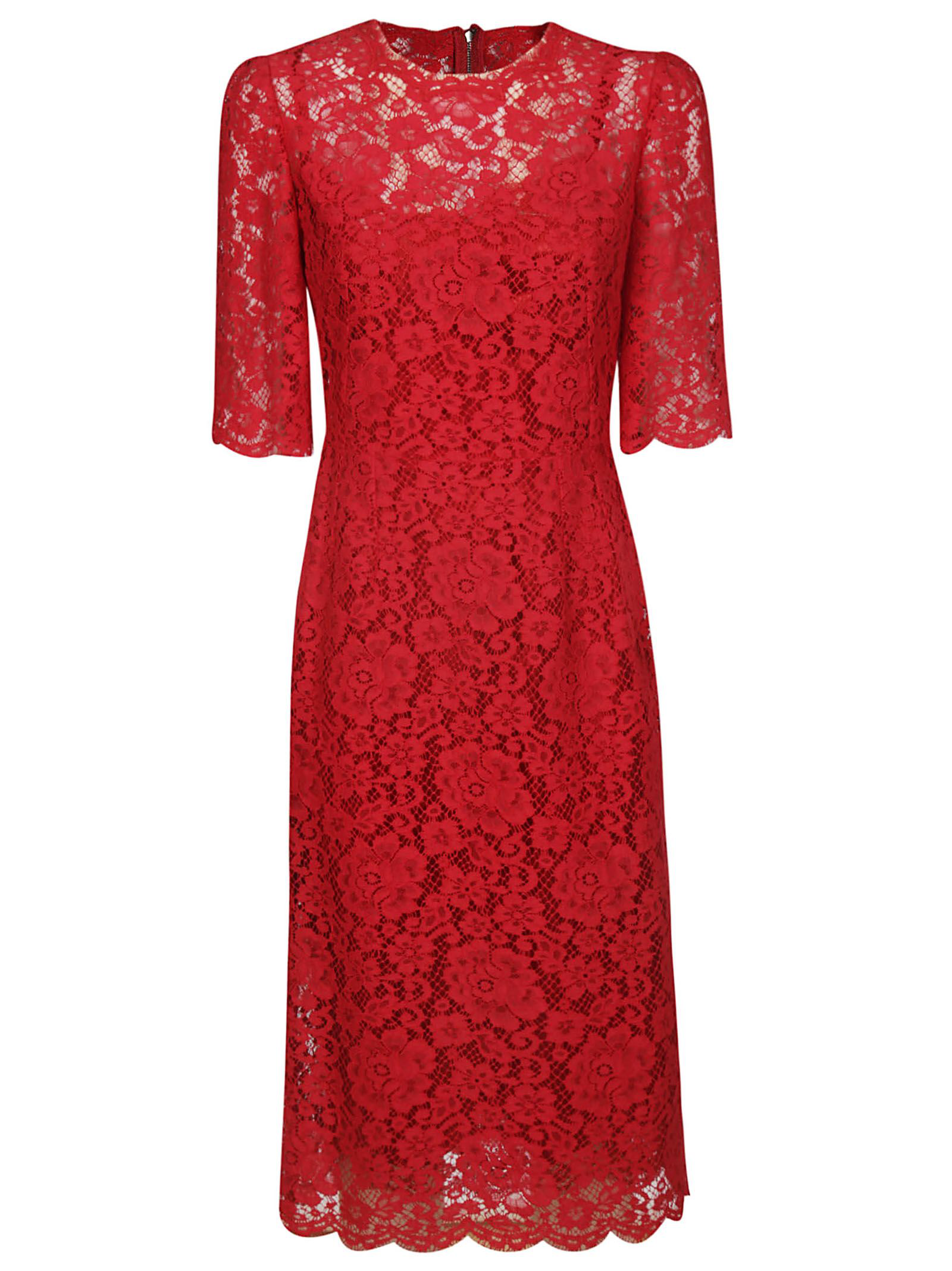 dolce and gabbana red lace dress