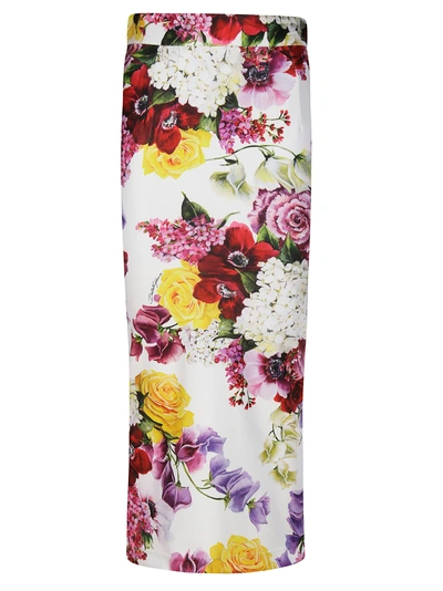 Shop Dolce & Gabbana Floral Print Midi Skirt In Basic