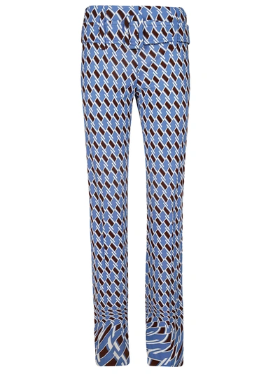 Shop Prada Printed Trousers In Blue