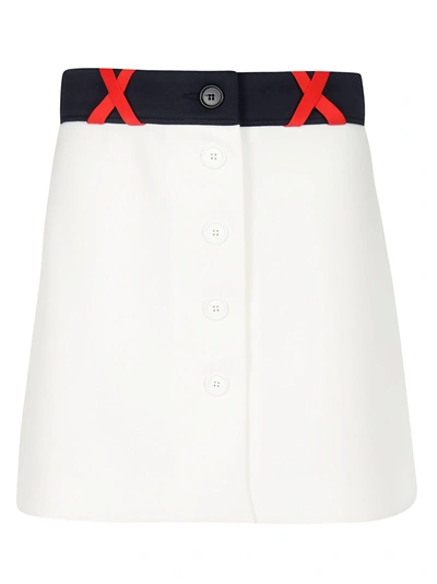 Shop Miu Miu Buttoned Mini Skirt In White