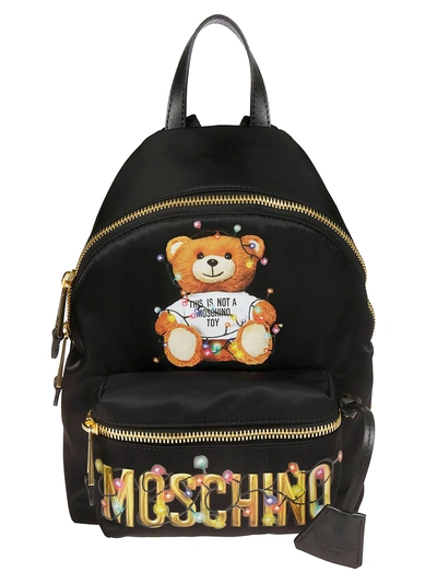 Shop Moschino Graphic Backpack In Black